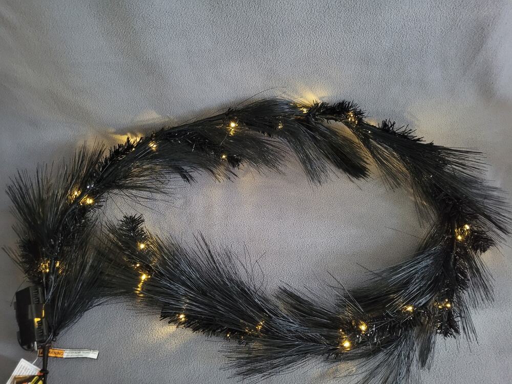Celebrate Together Halloween Pre-Lit Artificial Black Pine Garland